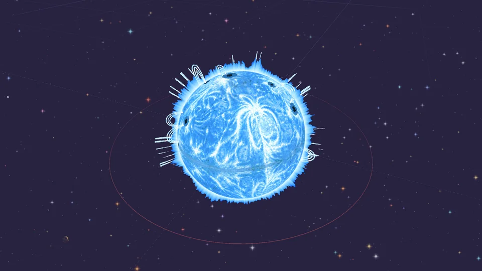 A blazing blue star at the heart of the Candor frontier system