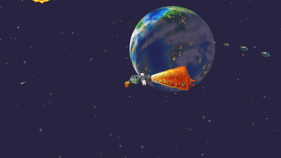 A Colony ship burns away from Terra